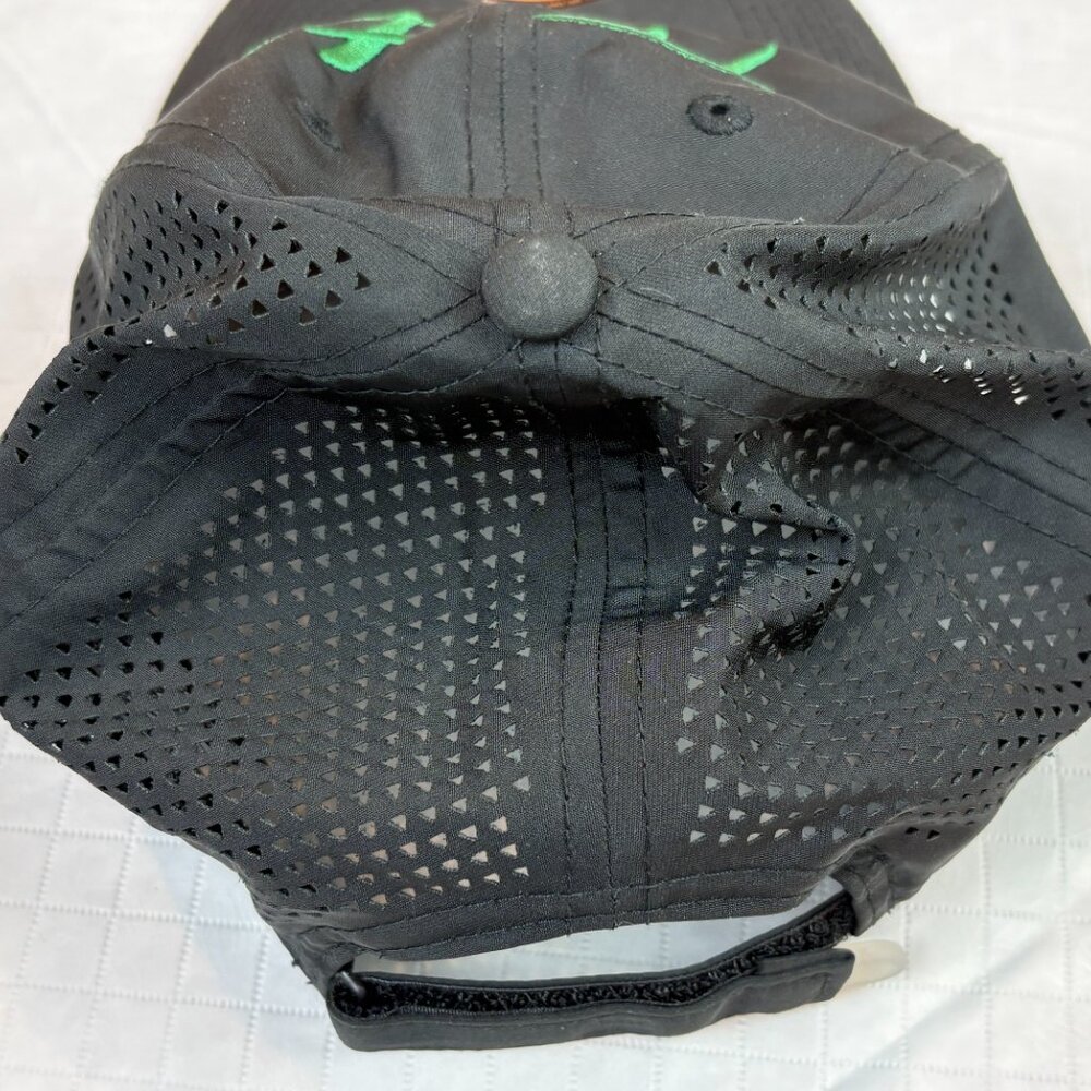 New Era 9FORTY black adjustable trucker hat with green embroidered word "Faith" - Picture 6 of 12